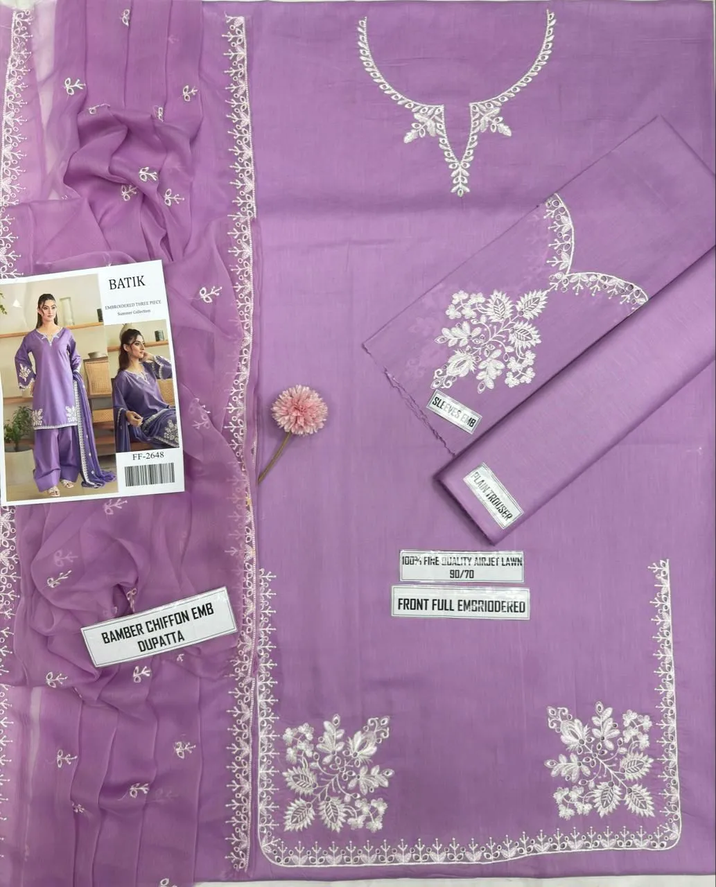 Purple Embroidered 3-Piece Women's Suit Set for Bakra Eid