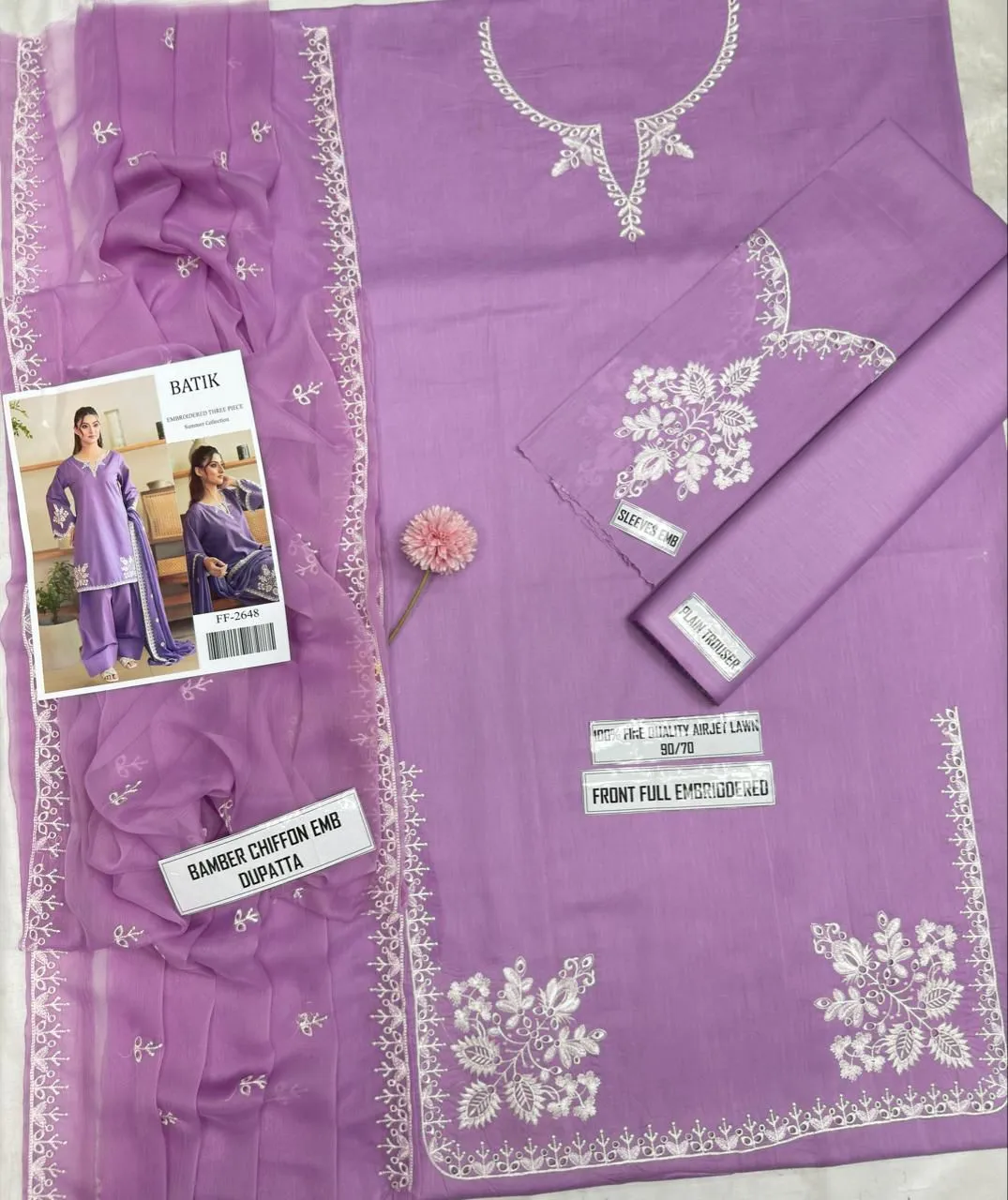 Purple Embroidered 3-Piece Women's Suit Set for Bakra Eid