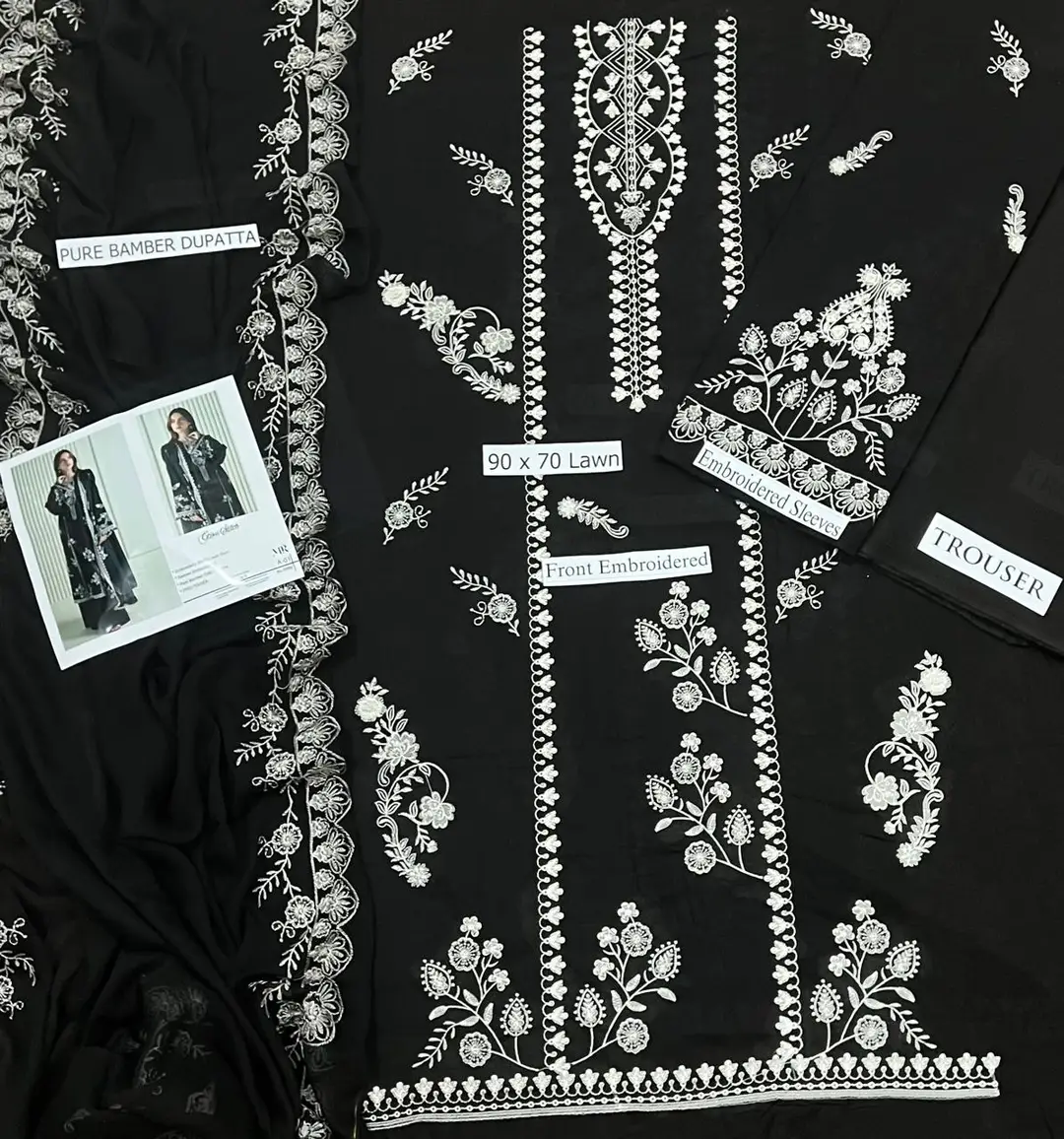 3 Pcs Women's Unstitched Embroidered Suit ALLHAMDULILLAH SUMMER COLLECTION CROOS STITCH