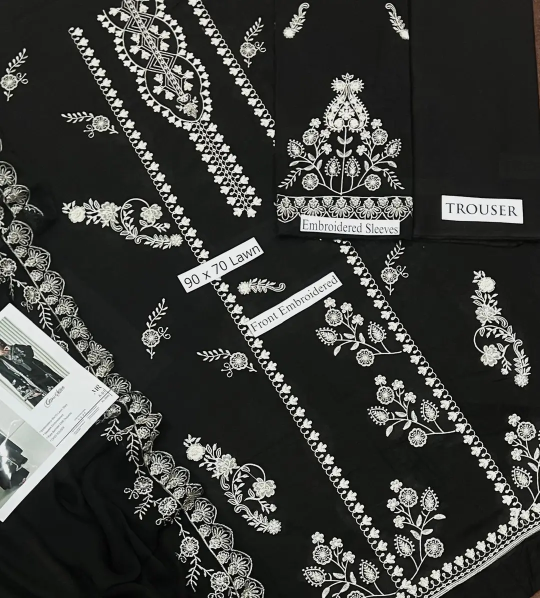 3 Pcs Women's Unstitched Embroidered Suit ALLHAMDULILLAH SUMMER COLLECTION CROOS STITCH