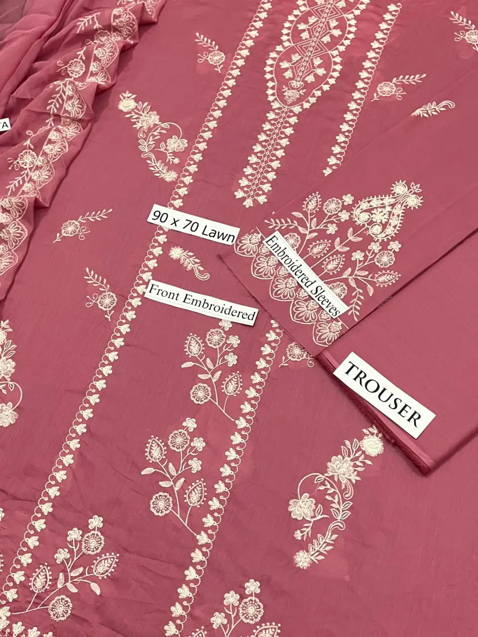 3 Pcs Women's Unstitched Embroidered Suit