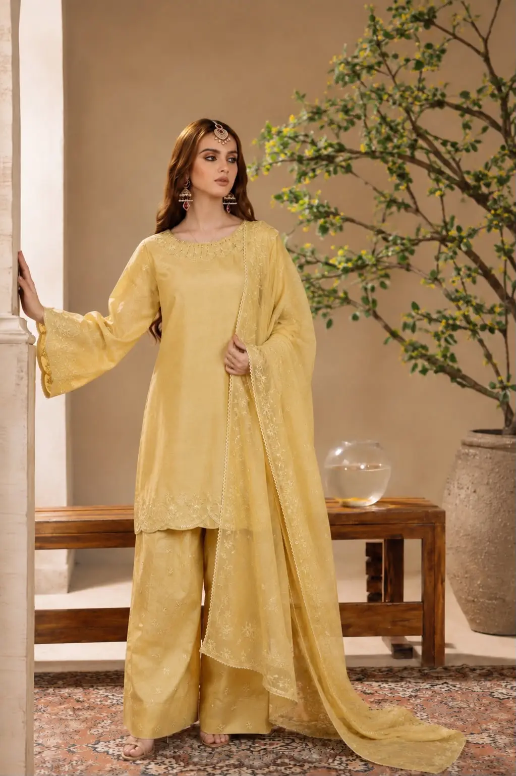 3 Pcs Women's Unstitched Embroidered Suit