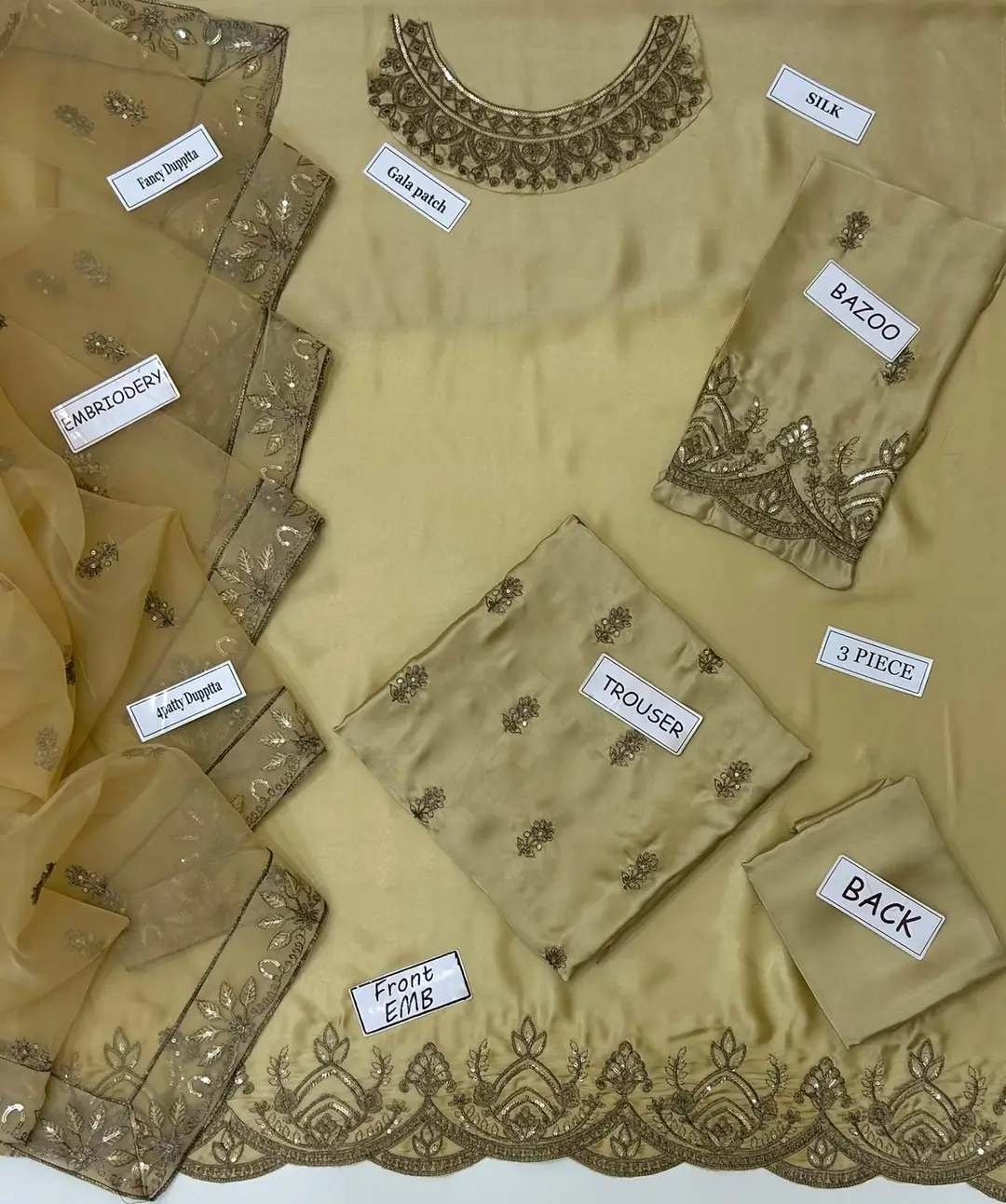 3 Pcs Women's Unstitched Embroidered Suit