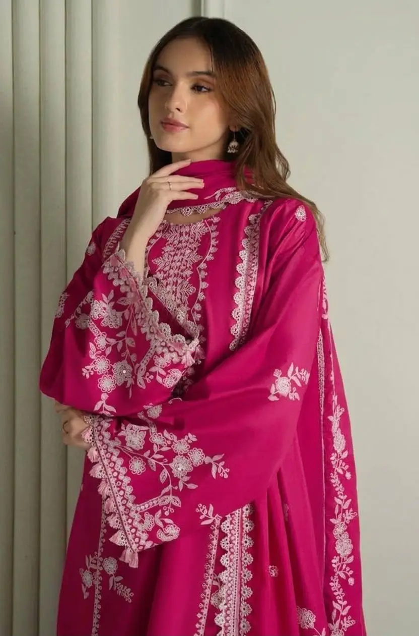 3 Pcs Women's Unstitched Embroidered Suit