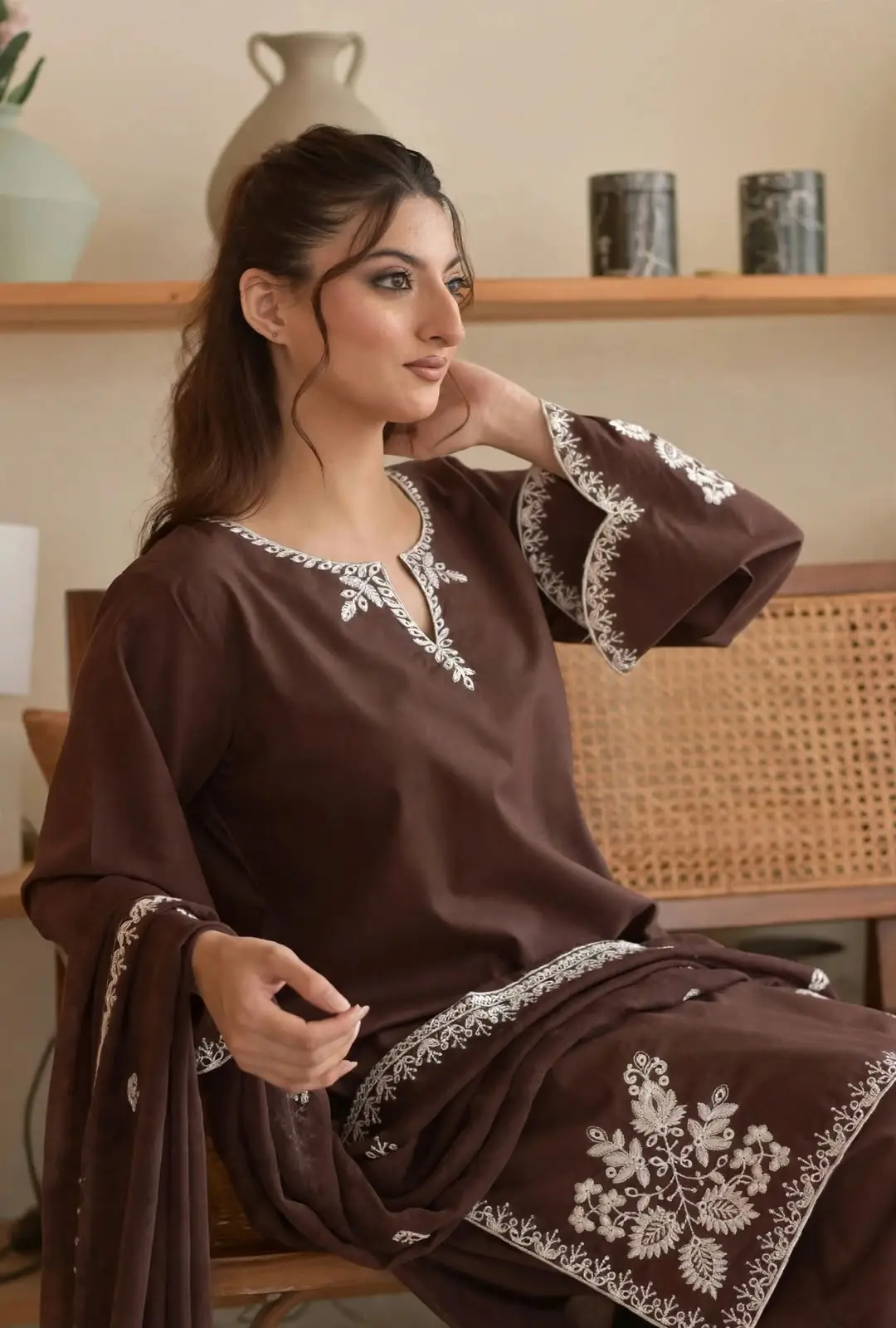 3 Pcs Women's Unstitched Embroidered Suit