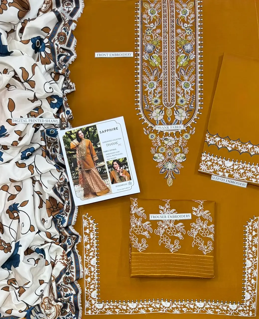 3 Pcs Women's Unstitched Embroidered Suit