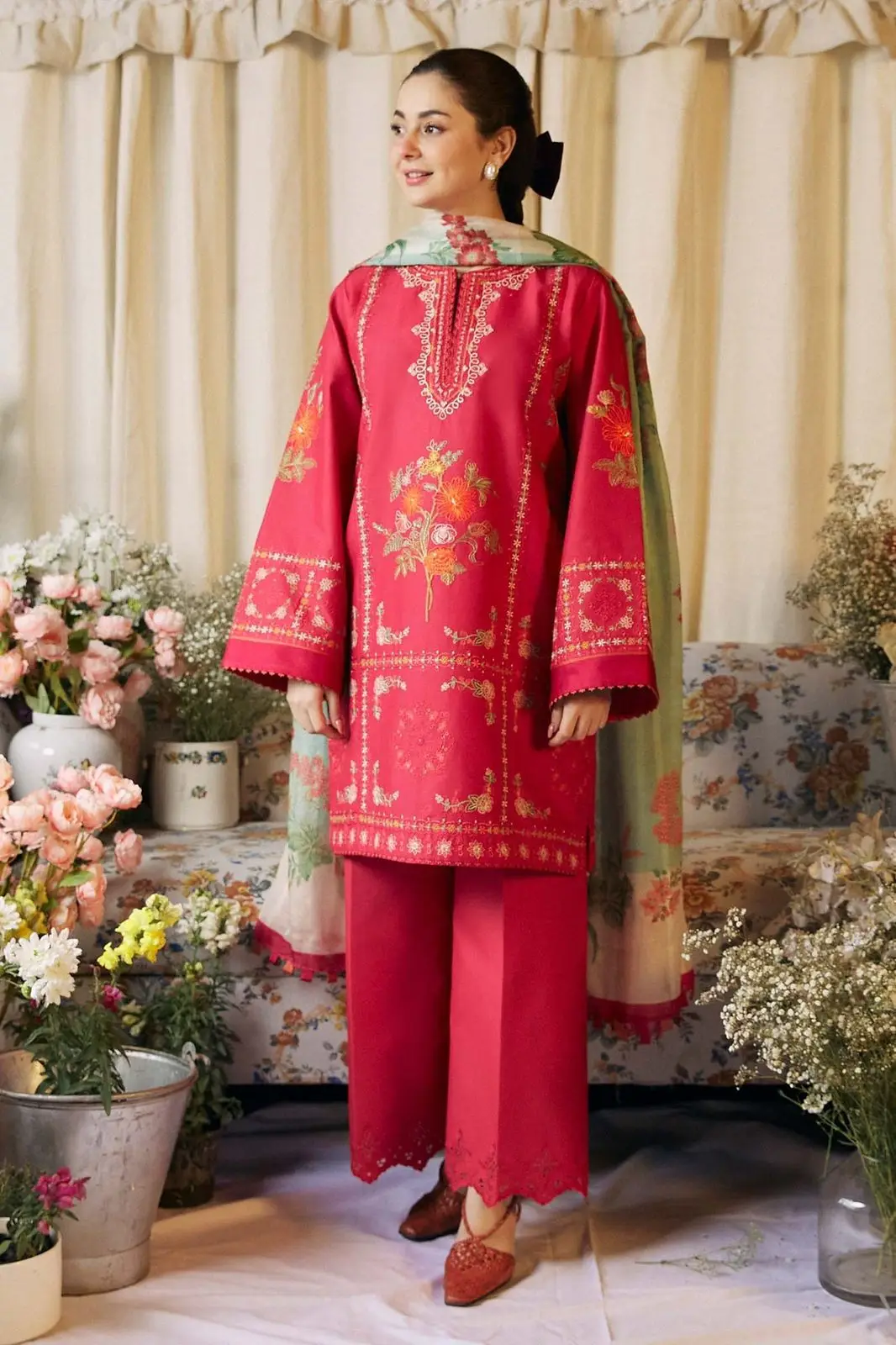 3 Pcs Women's Unstitched Embroidered Suit