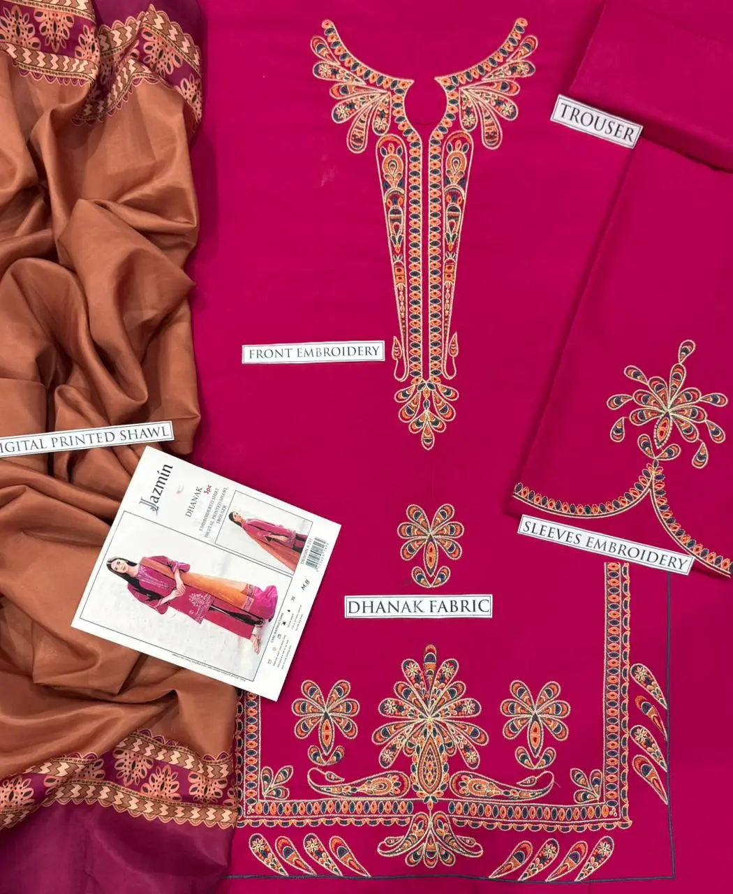 3 Pcs Women's Unstitched Embroidered Suit