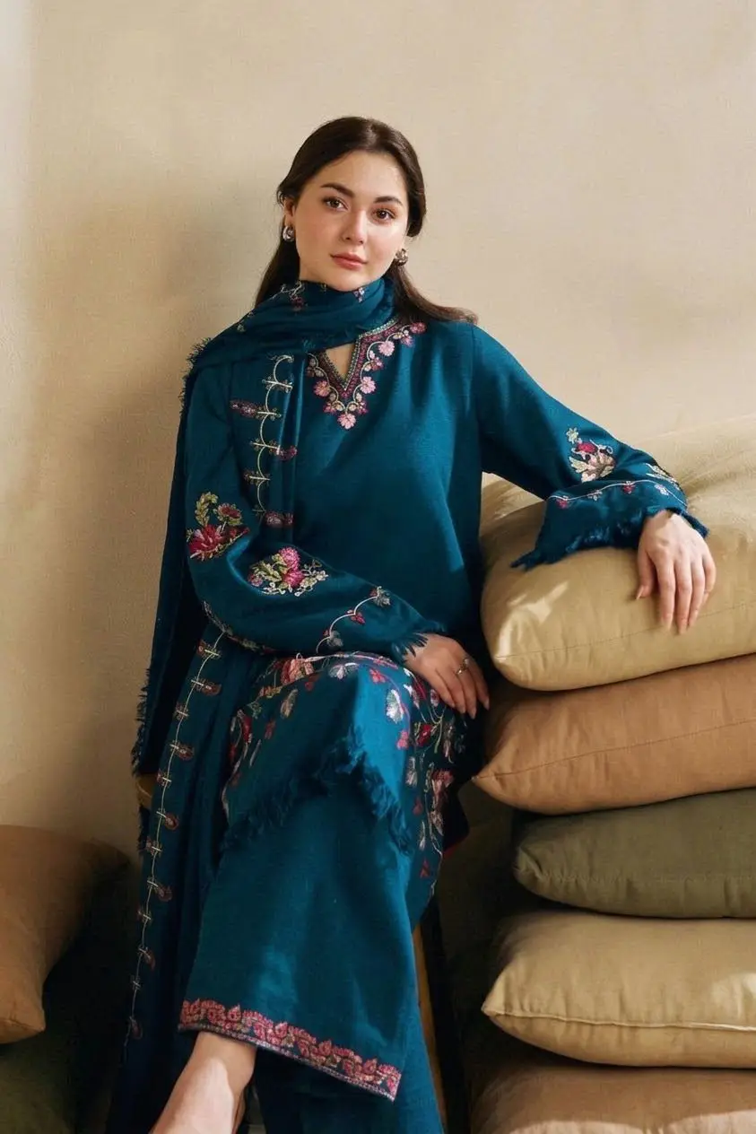 3 Pcs Women's Unstitched Embroidered Suit