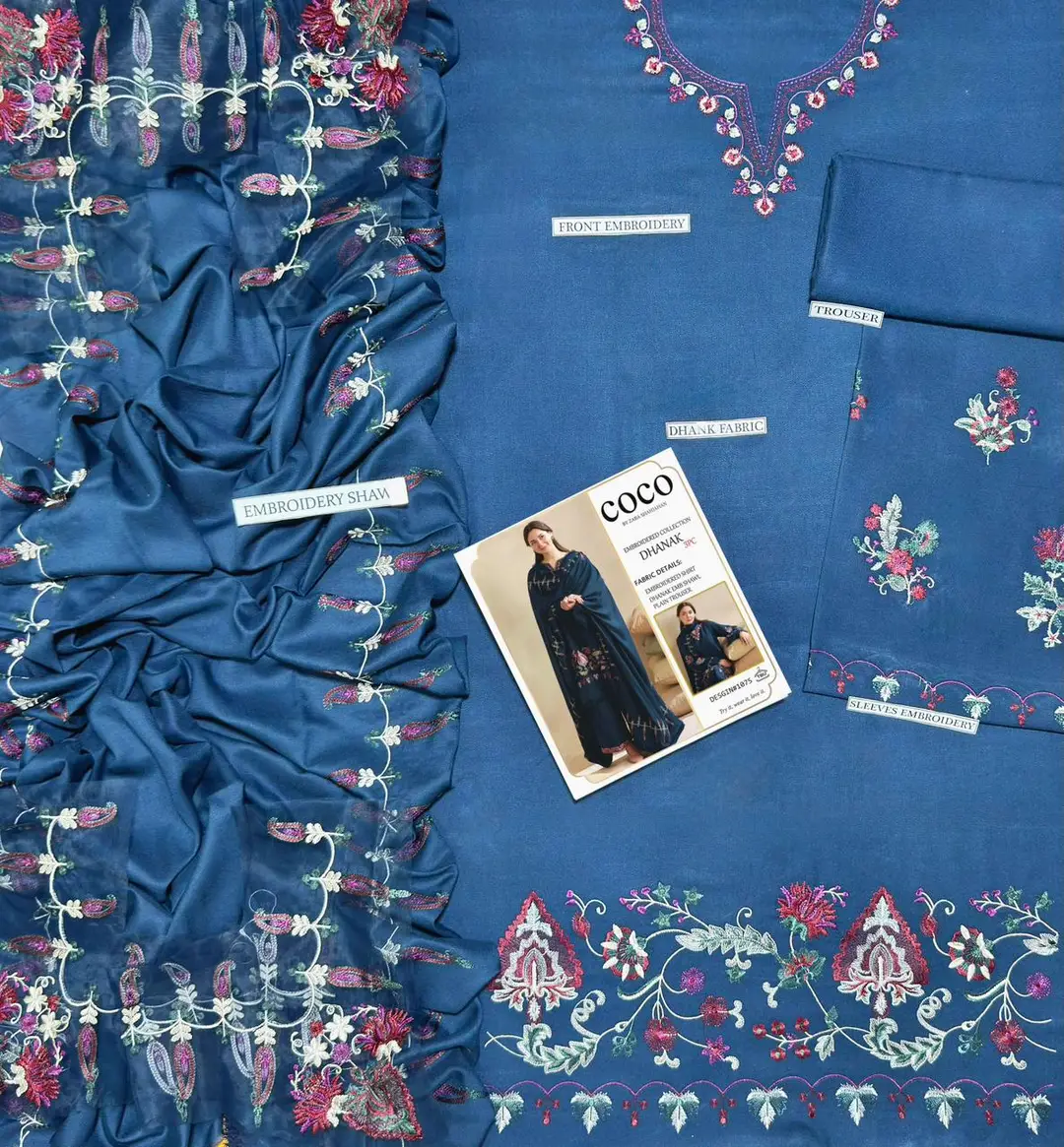 3 Pcs Women's Unstitched Embroidered Suit