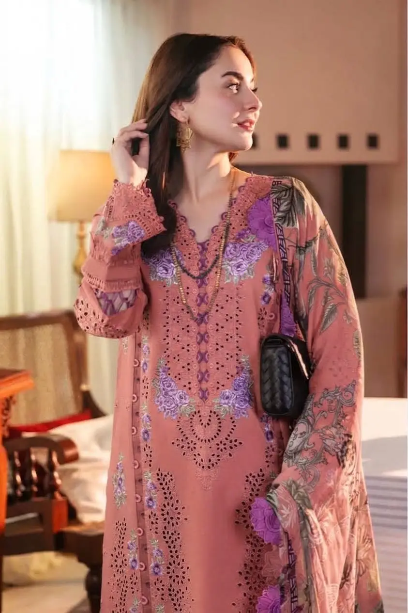 3 Pcs Women's Unstitched Embroidered Suit