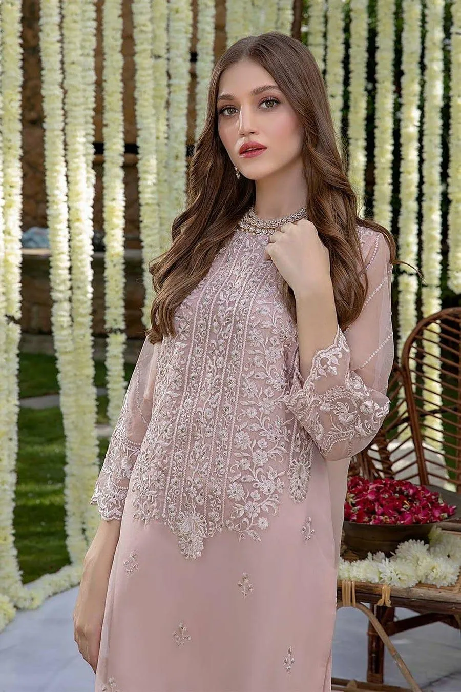 Organza Embroidered 2-Piece Suit for Weddings Party Wear