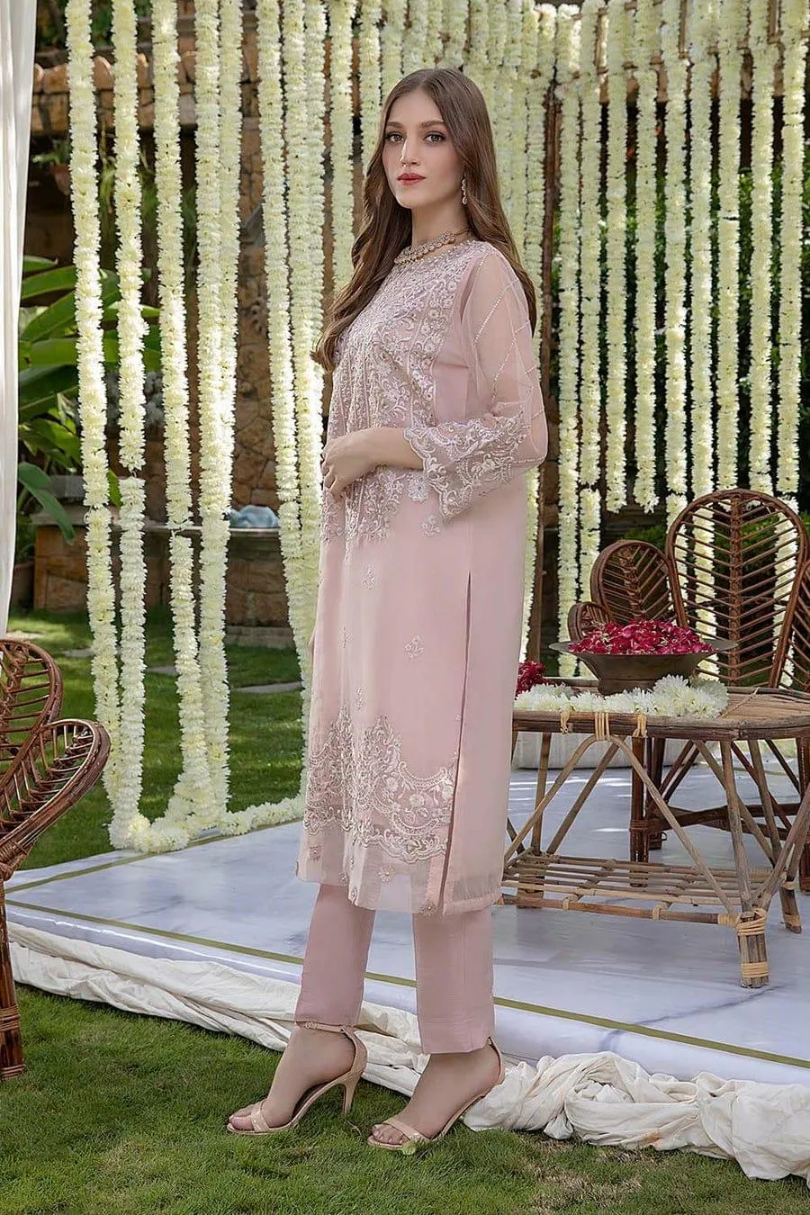 Organza Embroidered 2-Piece Suit for Weddings Party Wear