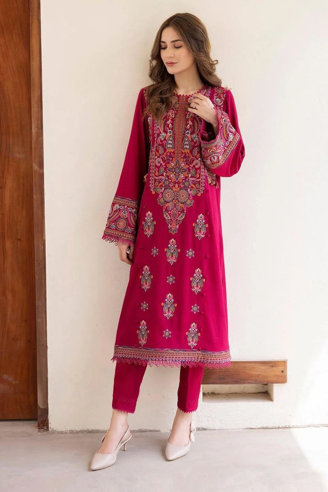 2 Pcs Women's Unstitched Embroidered Suit