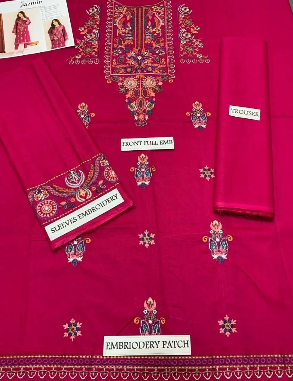 2 Pcs Women's Unstitched Embroidered Suit