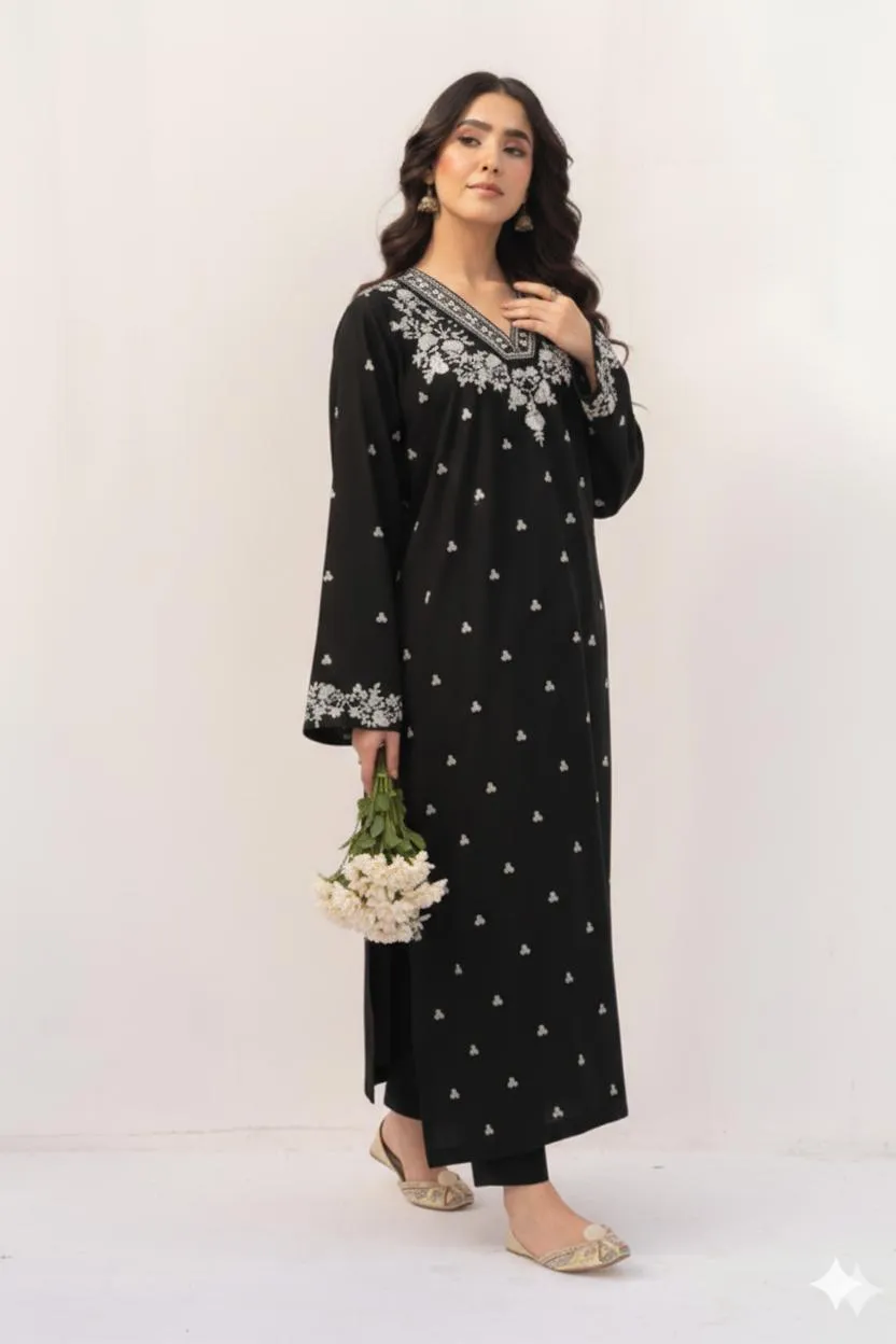 Black Embroidered Lawn Suit for Women Wedding Party Wear