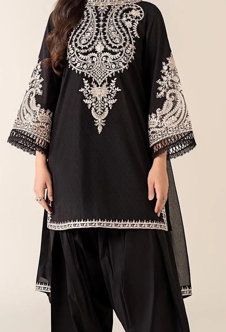 Black Embroidered 2-Piece Lawn Suit for Weddings Eid