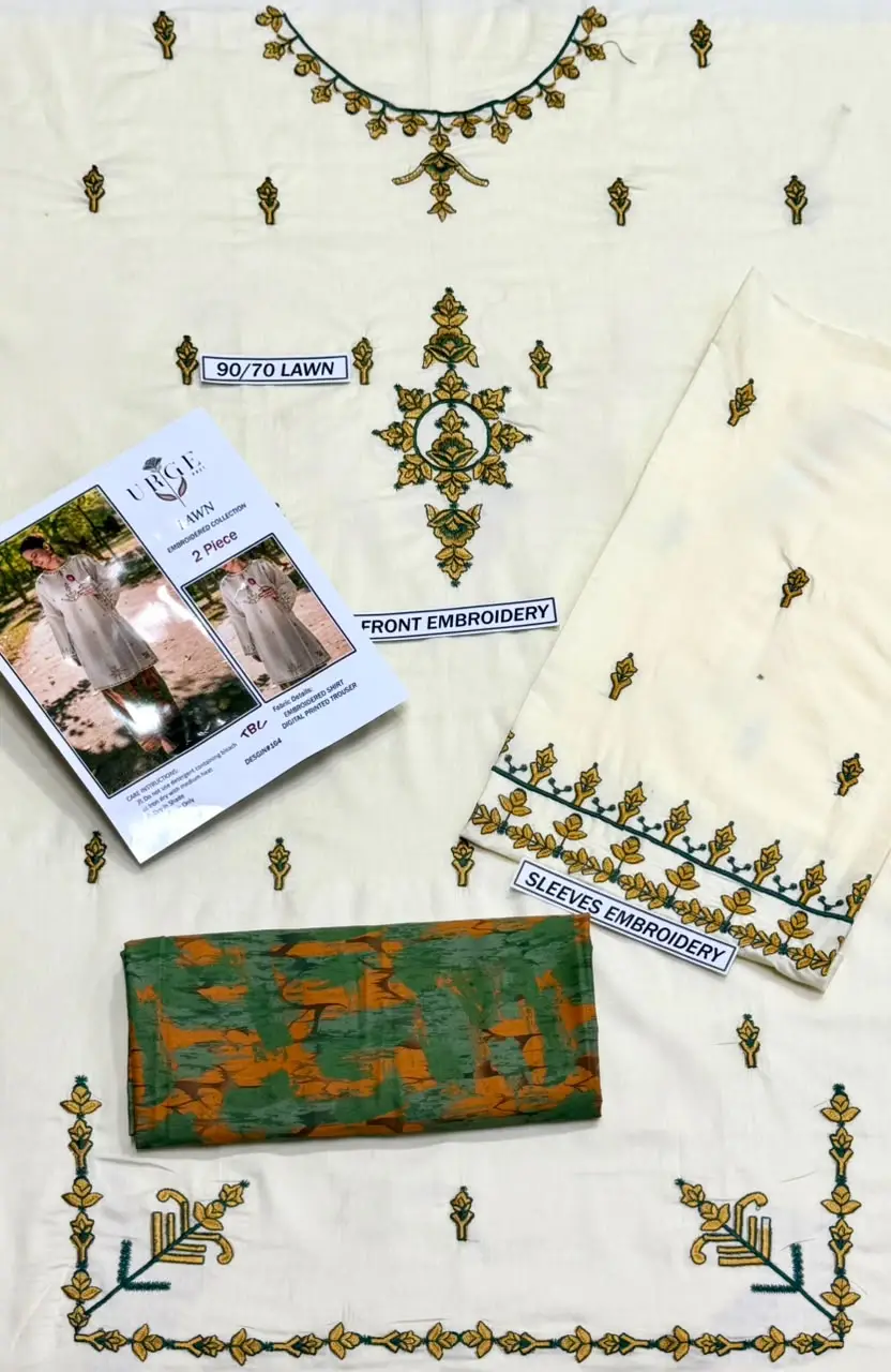 2 Pcs Women's Unstitched Embroidered Suit