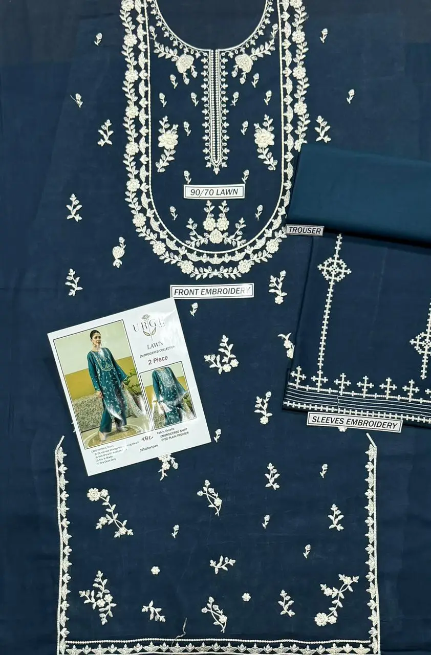 2 Pcs Women's Unstitched Embroidered Suit