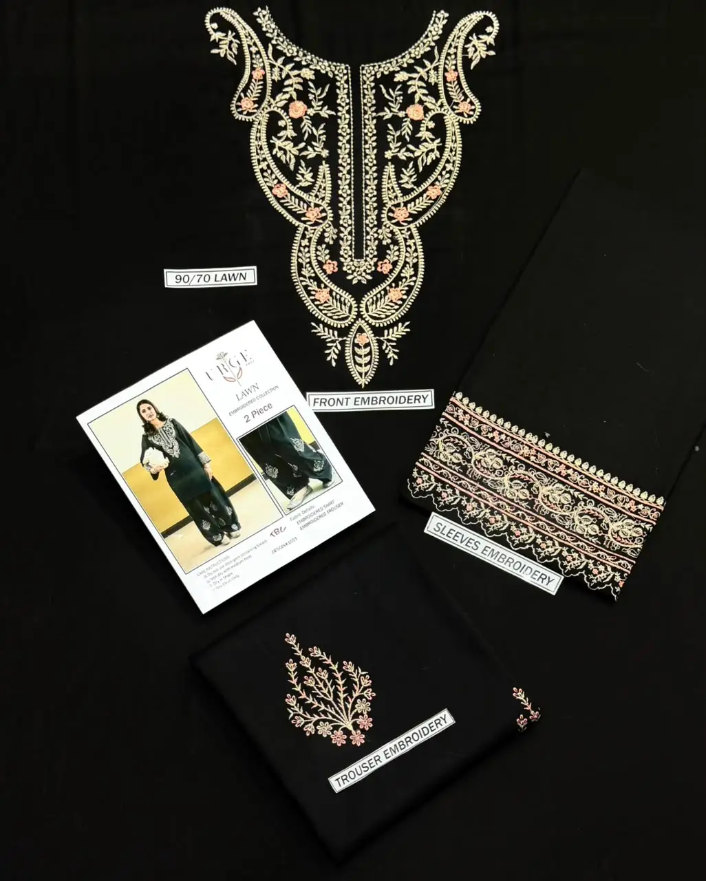 2 Pcs Women's Unstitched Embroidered Suit