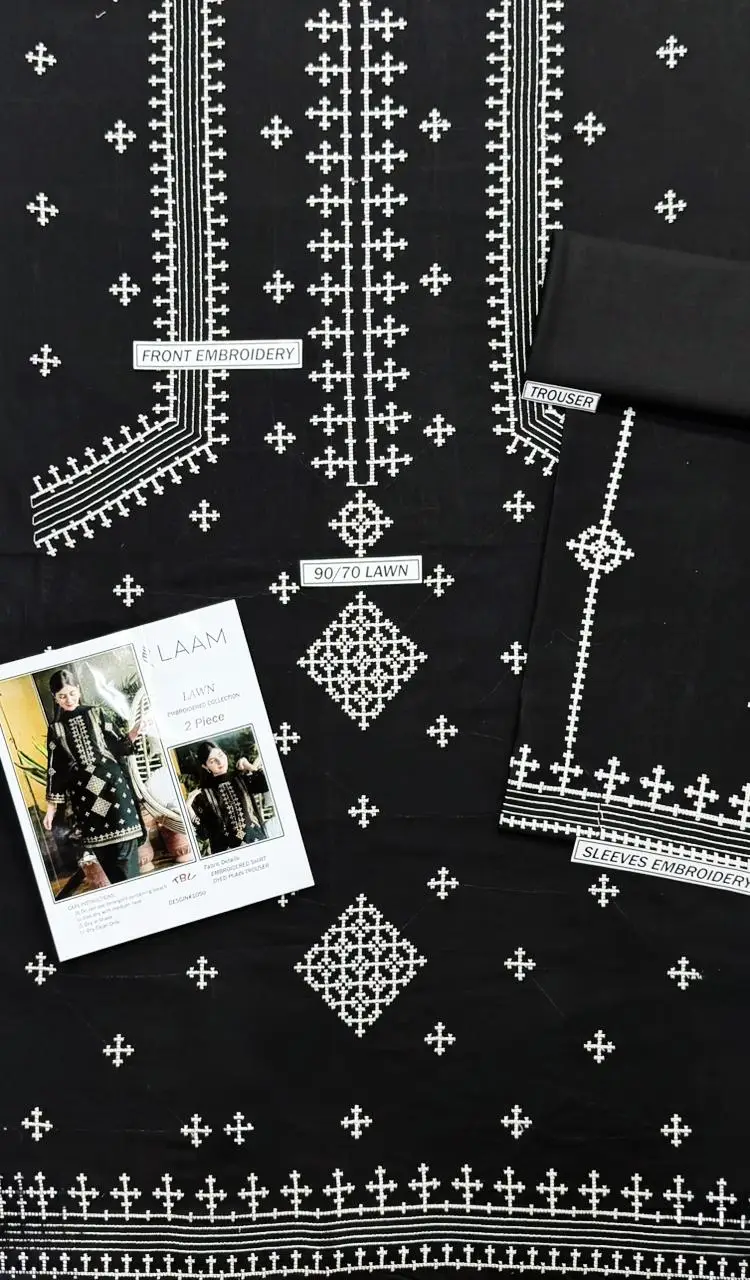 2 Pcs Women's Unstitched Embroidered Suit