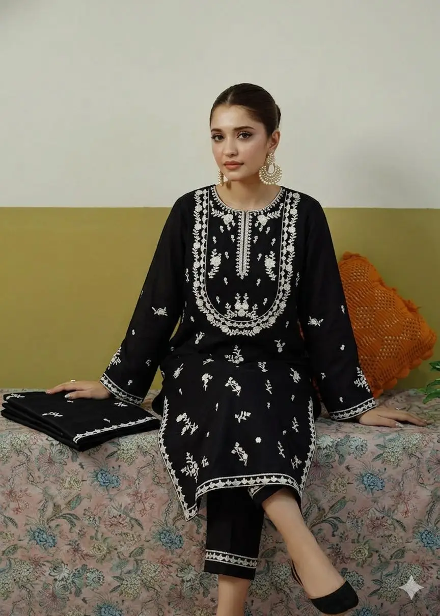 2 Pcs Women's Unstitched Embroidered Suit
