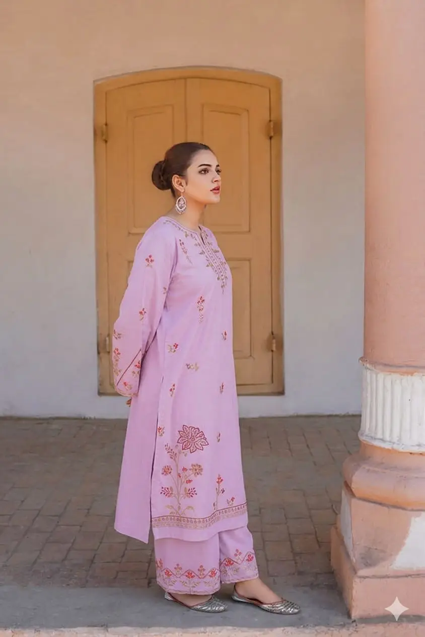 2 Pcs Women's Unstitched Embroidered Suit