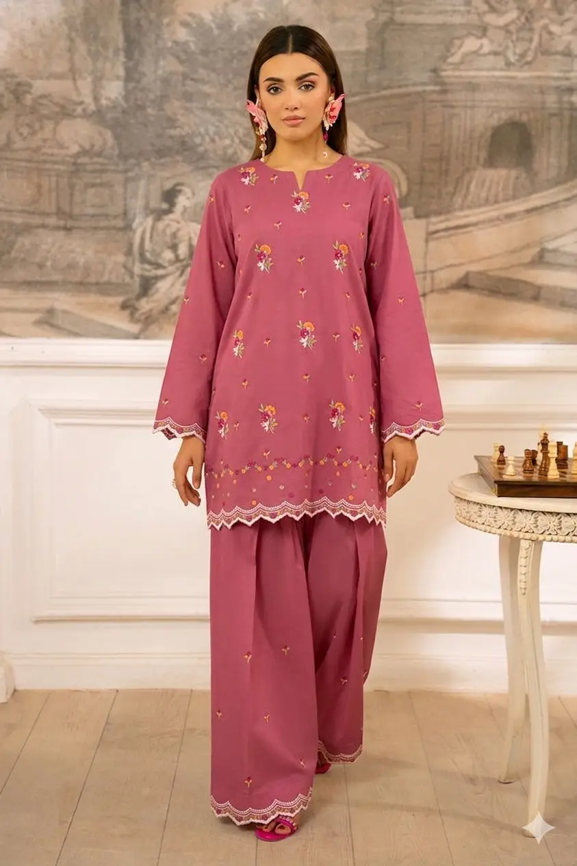 2 Pcs Women's Unstitched Embroidered Suit