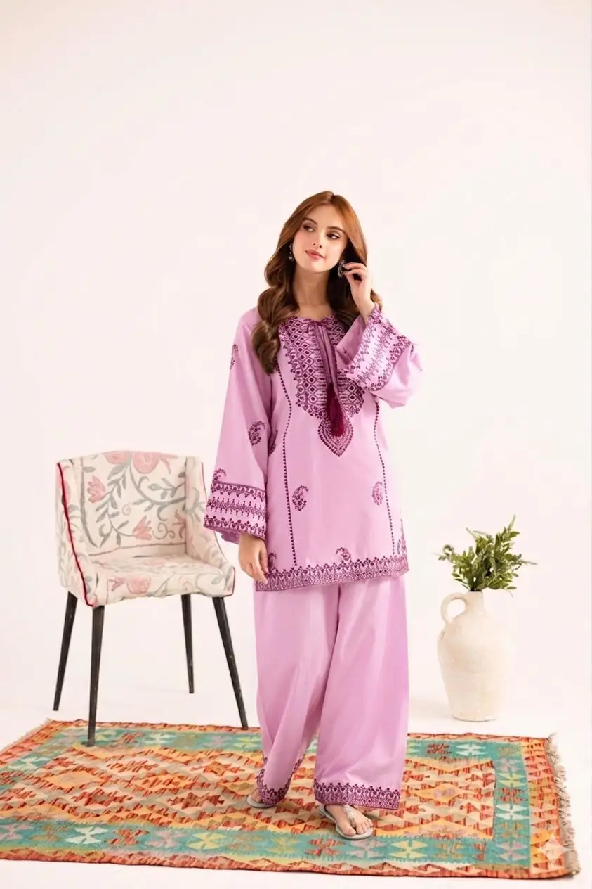 2 Pcs Women's Unstitched Embroidered Suit