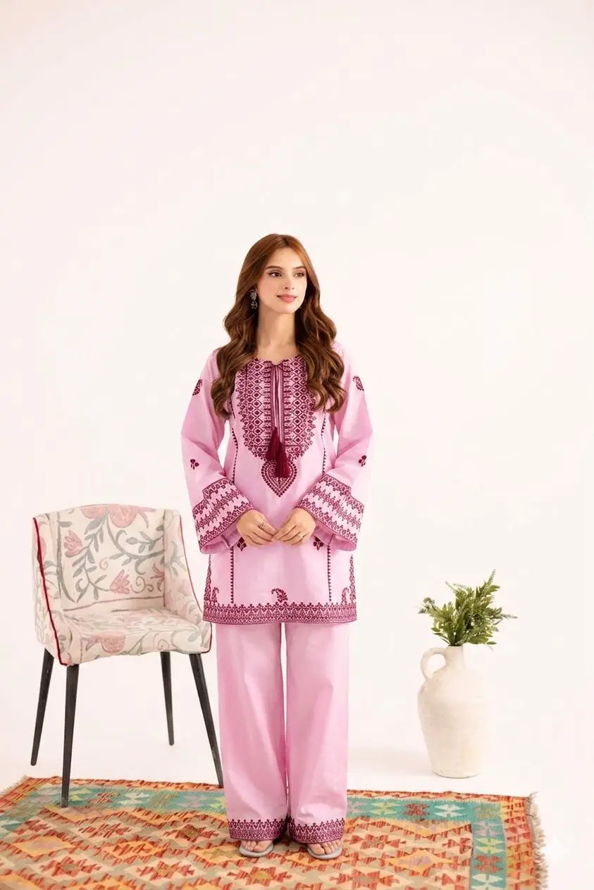 2 Pcs Women's Unstitched Embroidered Suit