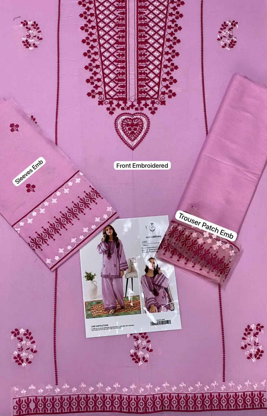 2 Pcs Women's Unstitched Embroidered Suit