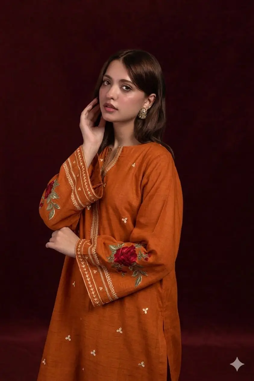 2 Pcs Women's Unstitched Embroidered Suit