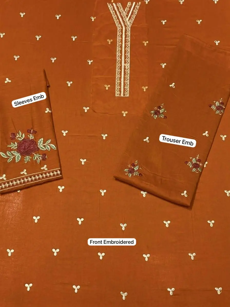 2 Pcs Women's Unstitched Embroidered Suit
