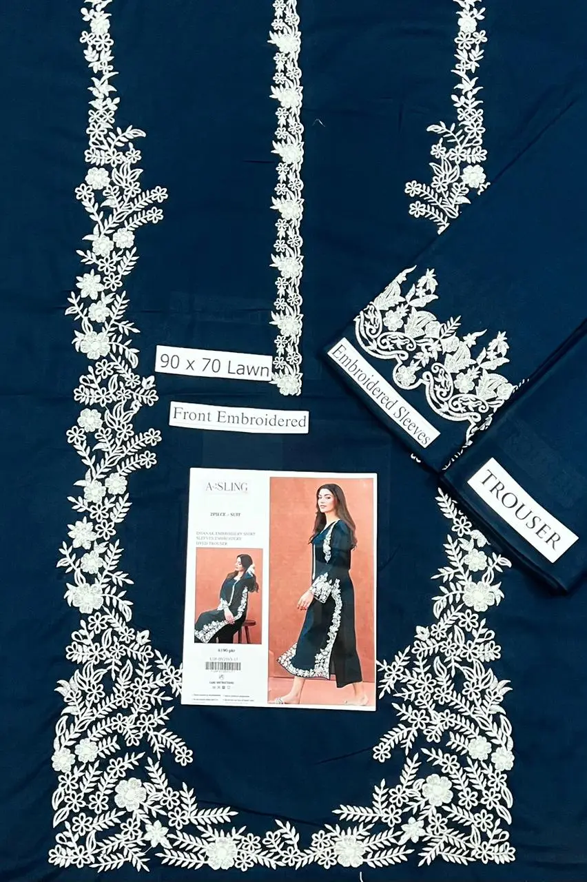 2 Pcs Women's Unstitched Embroidered Suit