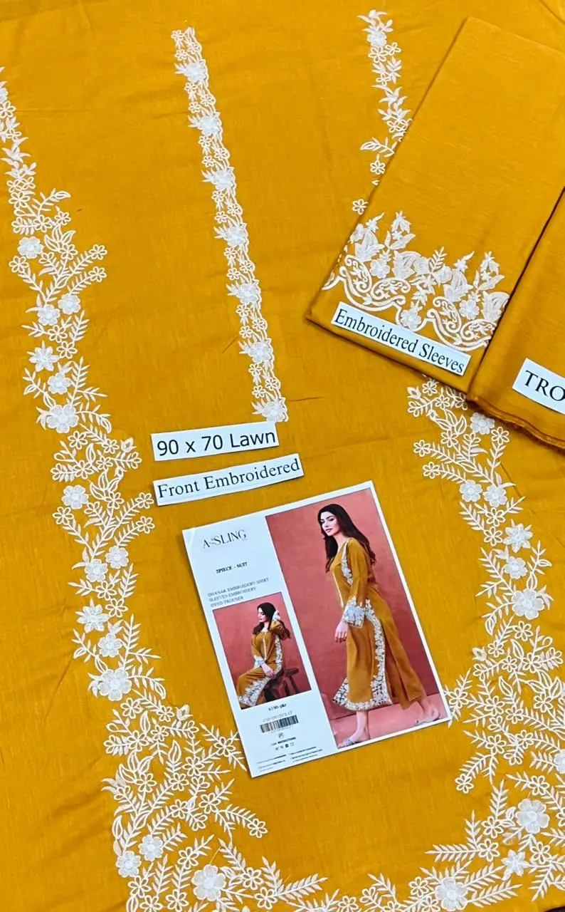 2 Pcs Women's Unstitched Embroidered Suit