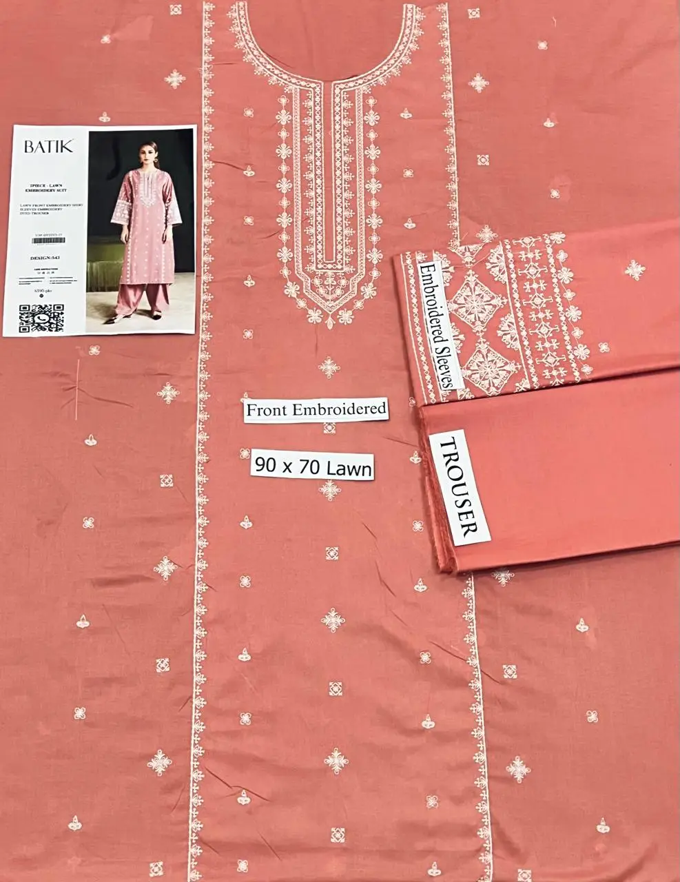 2 Pcs Women's Unstitched Embroidered Suit