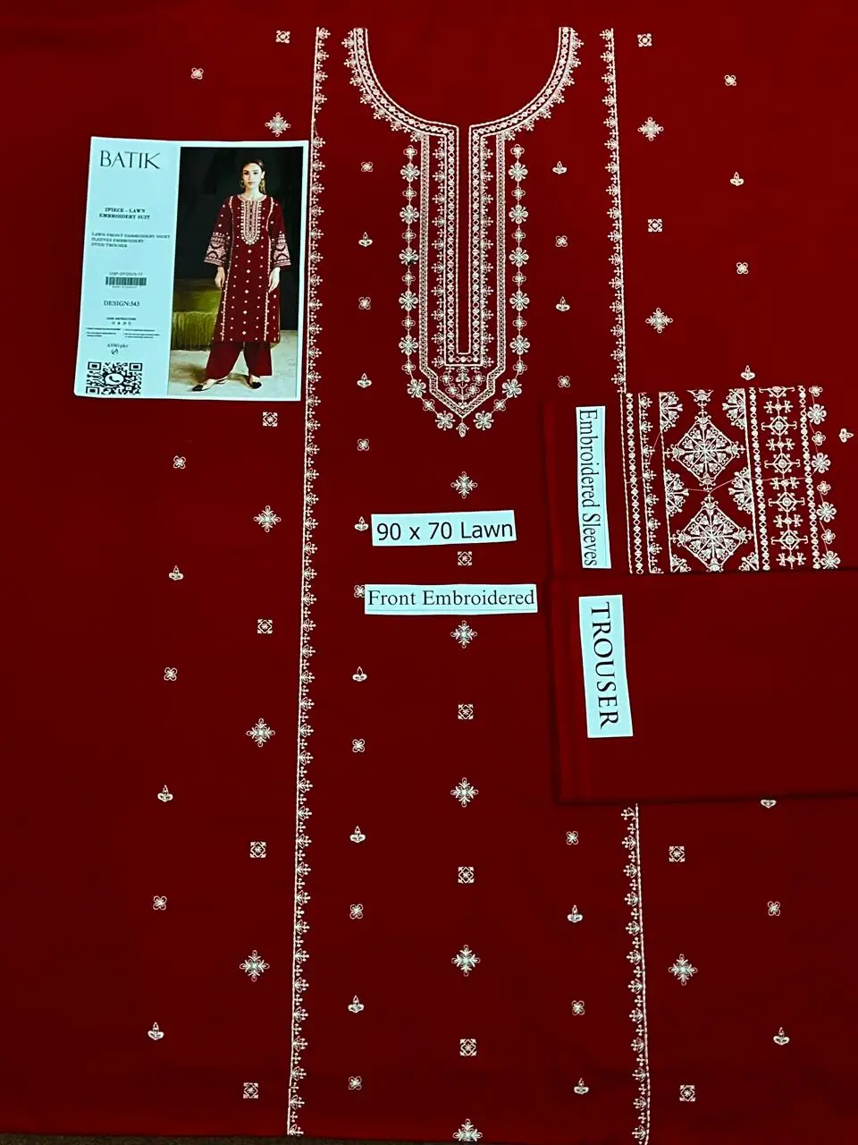2 Pcs Women's Unstitched Embroidered Suit