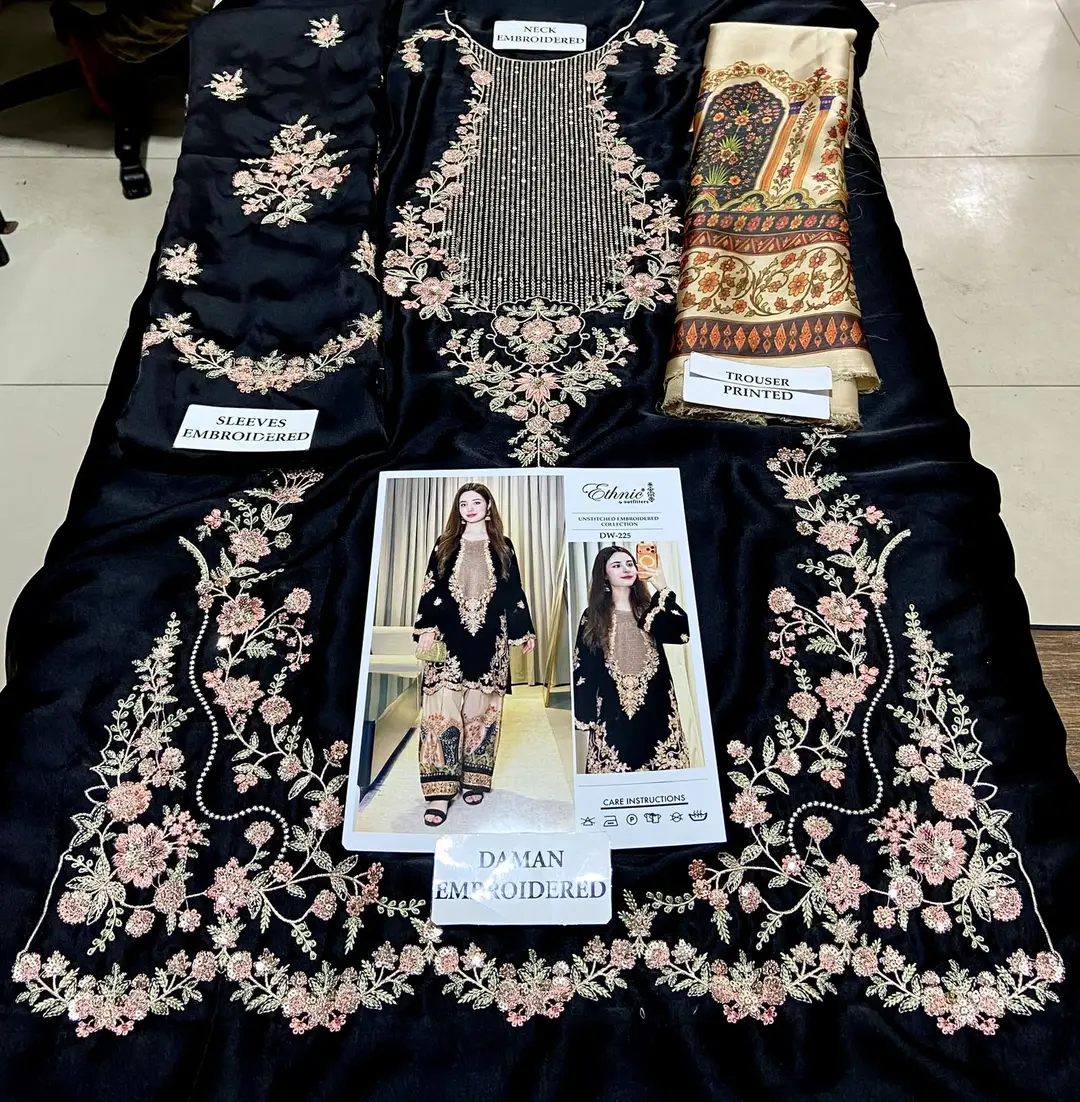 2 Pcs Women's Unstitched Embroidered Suit