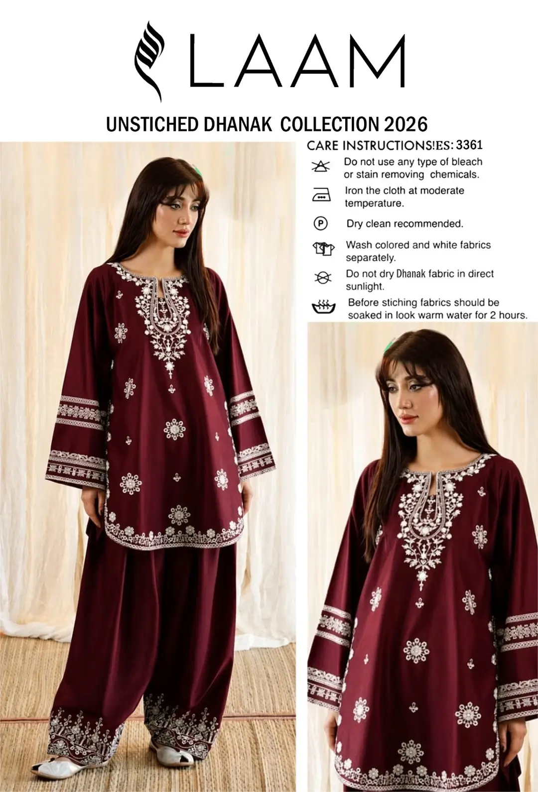 2 Pcs Women's Unstitched Embroidered Suit