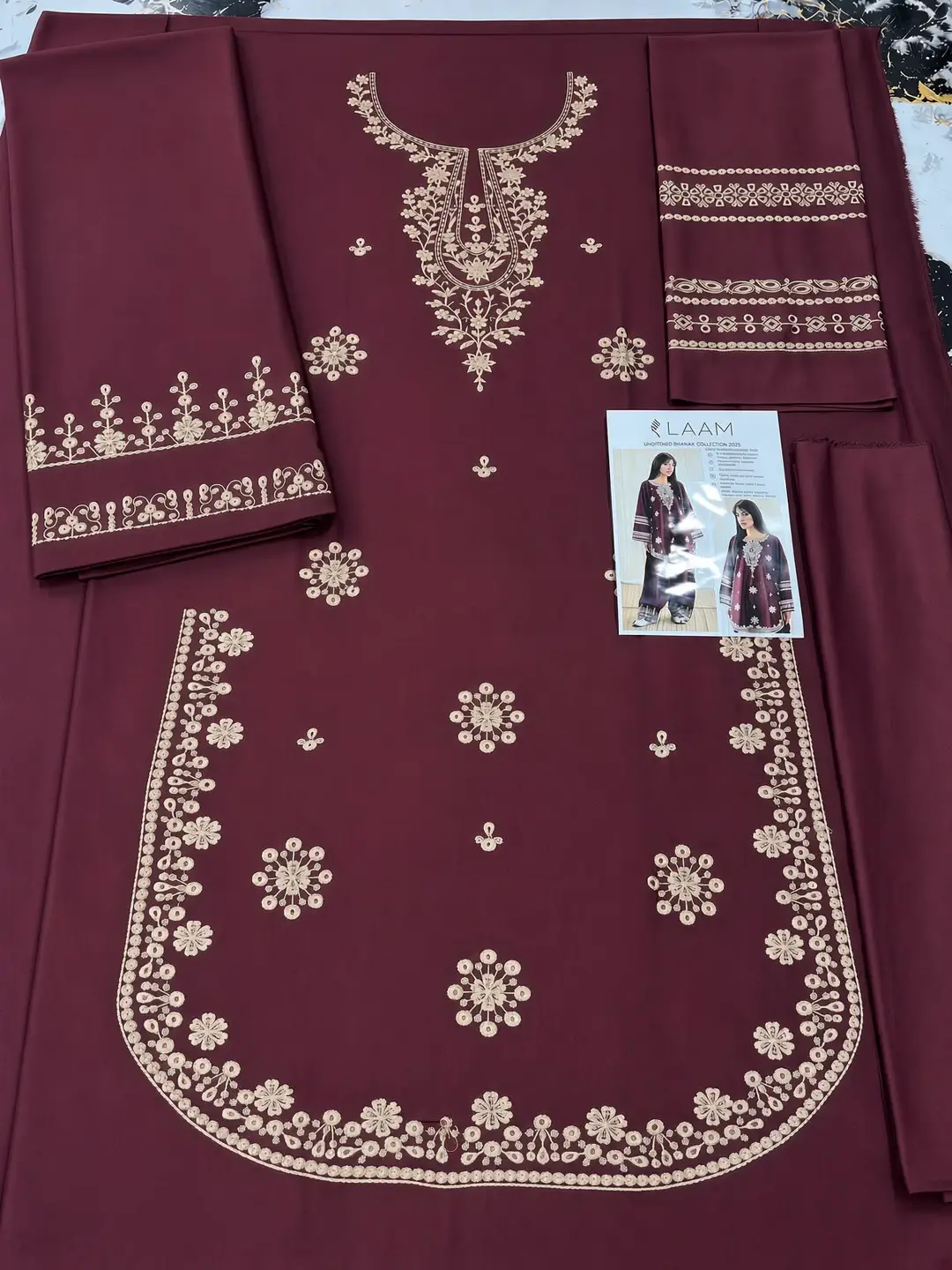 2 Pcs Women's Unstitched Embroidered Suit
