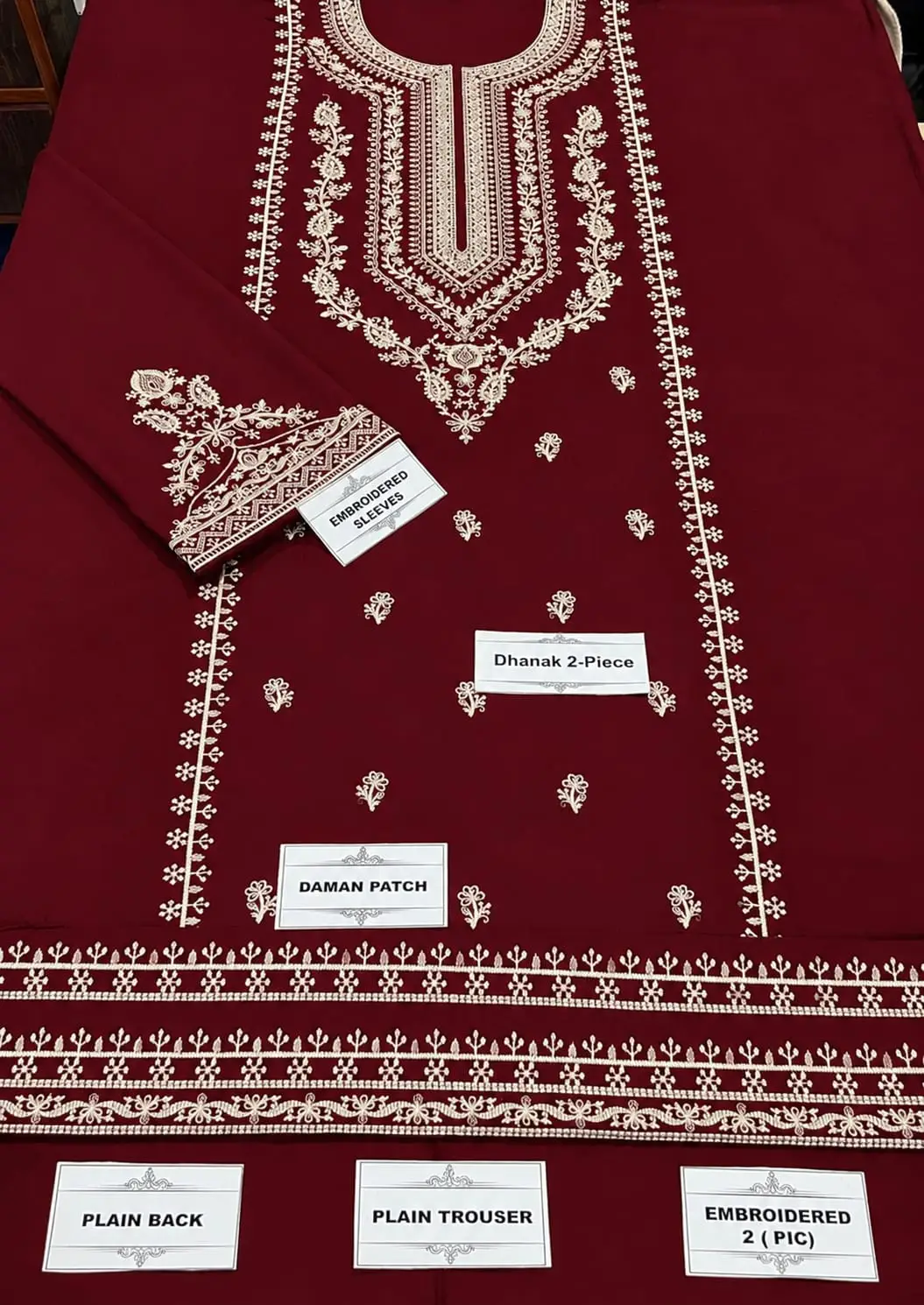 2 Pcs Women's Unstitched Embroidered Suit