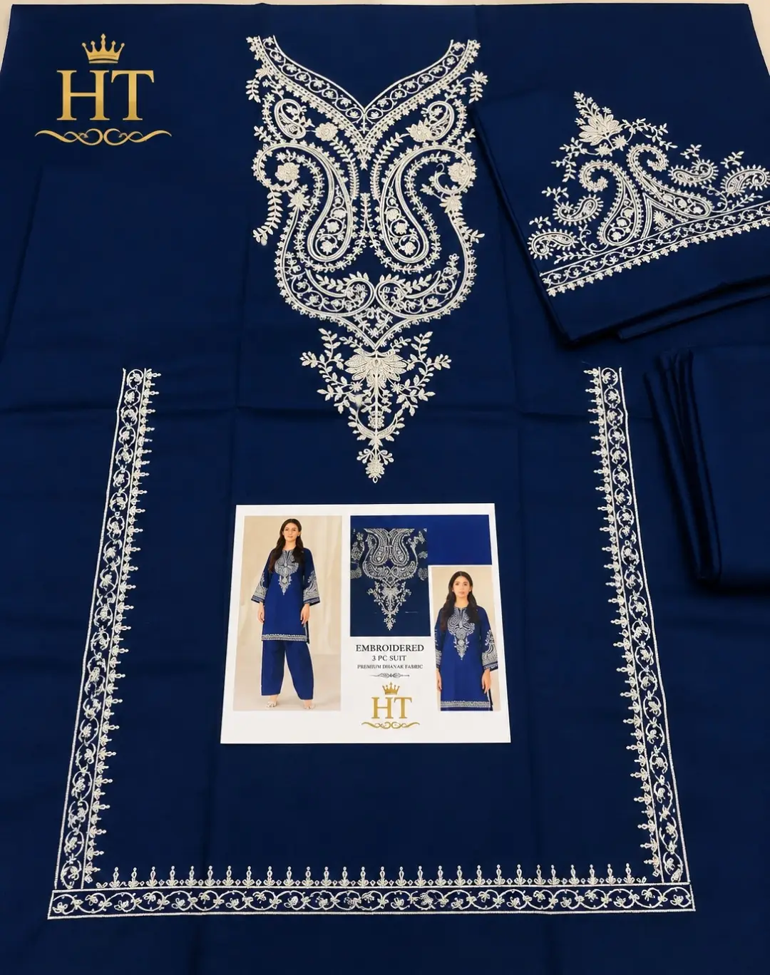 2 Pcs Women's Unstitched Embroidered Suit