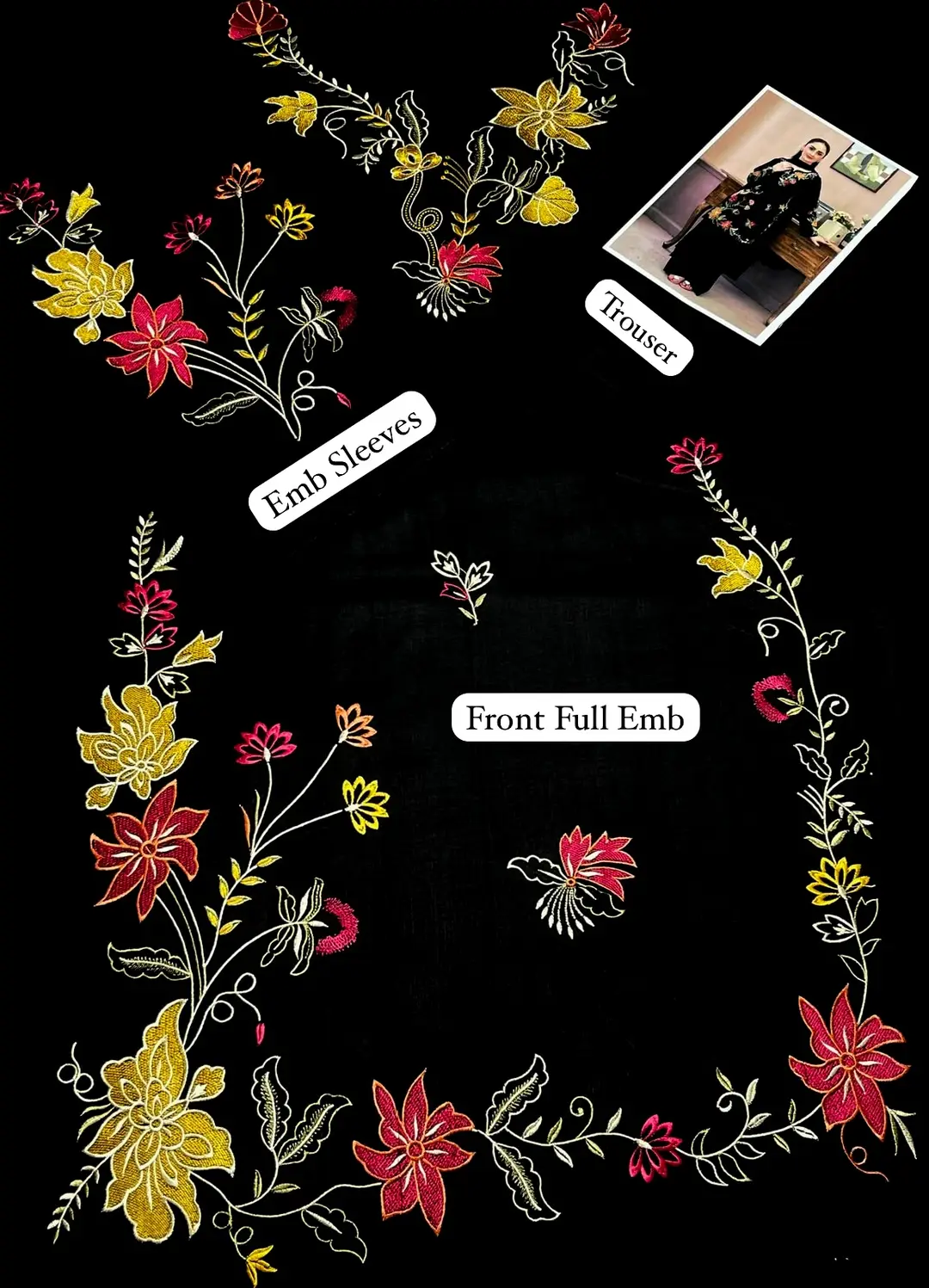 2 Pcs Women's Unstitched Embroidered Suit