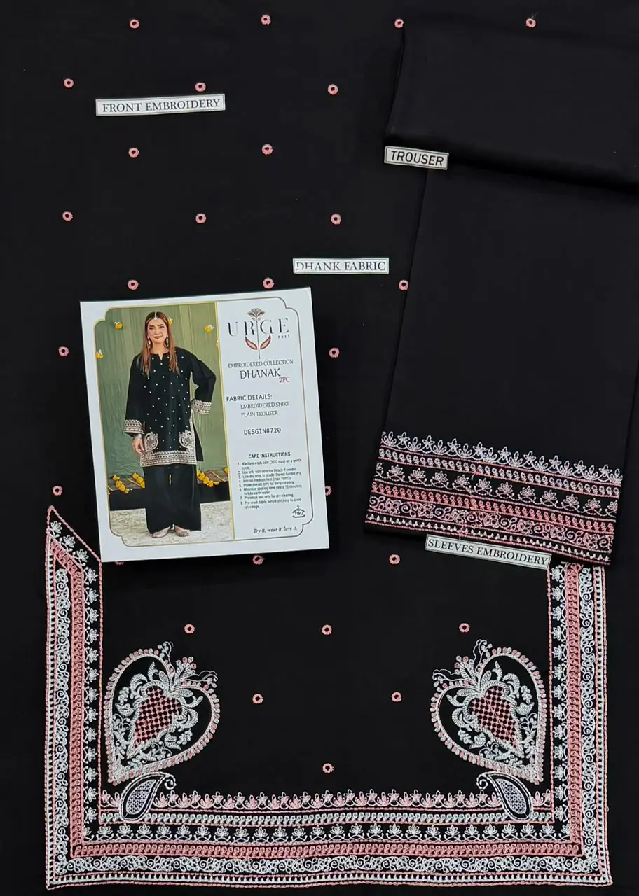 2 Pcs Women's Unstitched Embroidered Suit