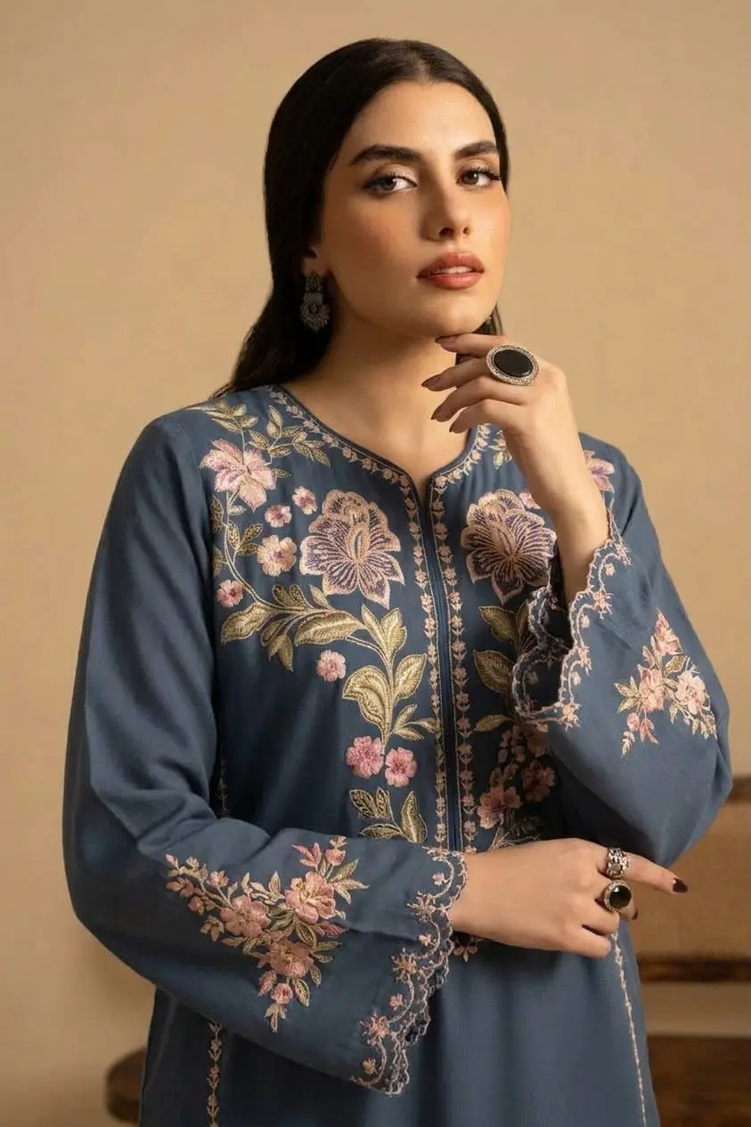 2 Pcs Women's Unstitched Embroidered Suit