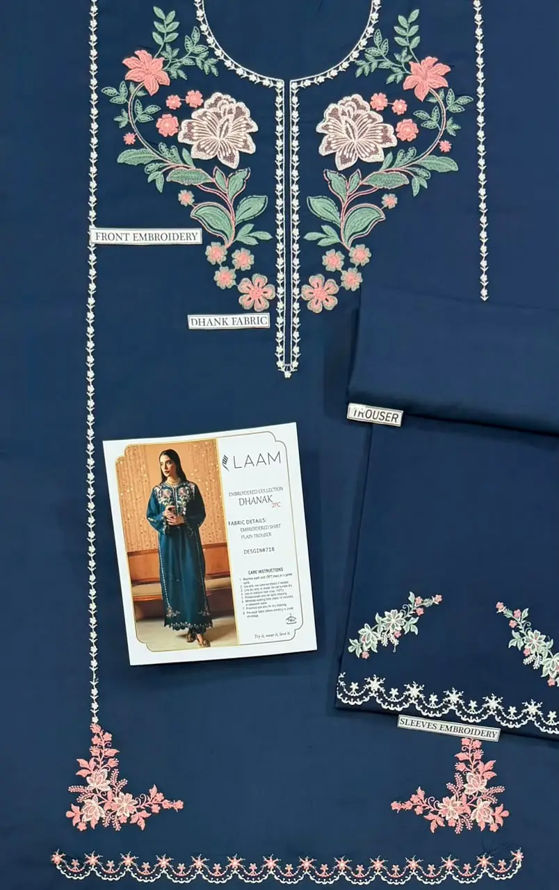 2 Pcs Women's Unstitched Embroidered Suit
