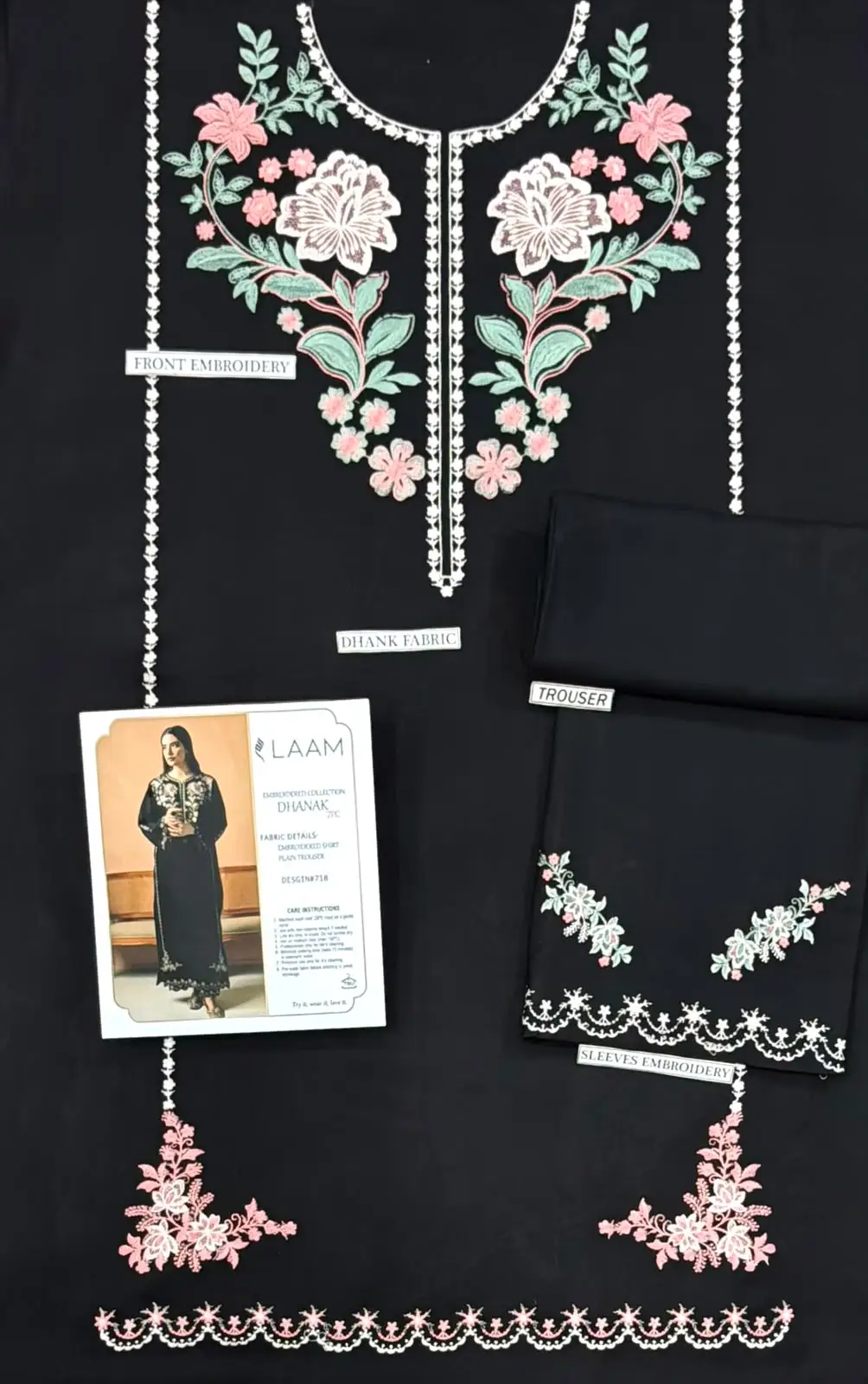 2 Pcs Women's Unstitched Embroidered Suit