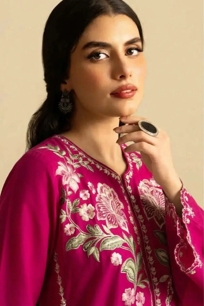 2 Pcs Women's Unstitched Embroidered Suit