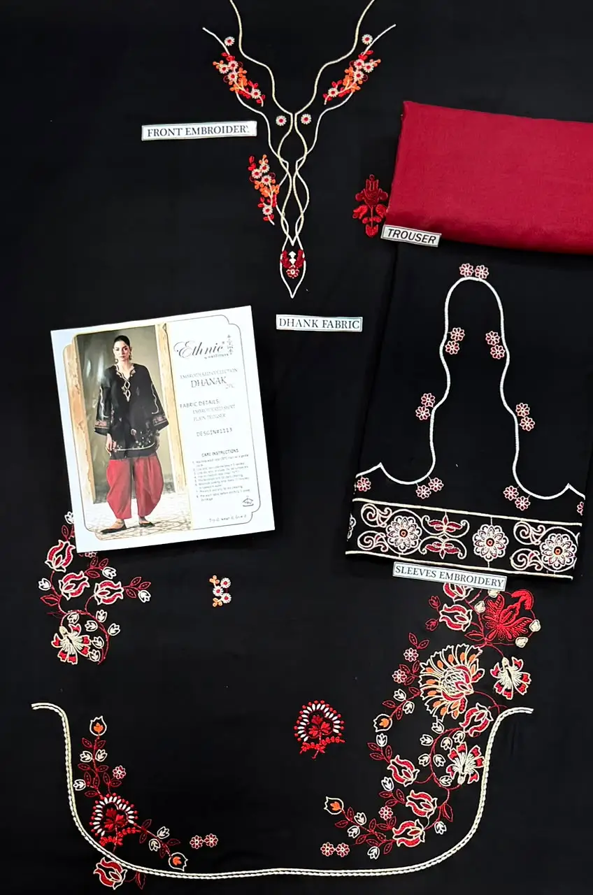 2 Pcs Women's Unstitched Embroidered Suit
