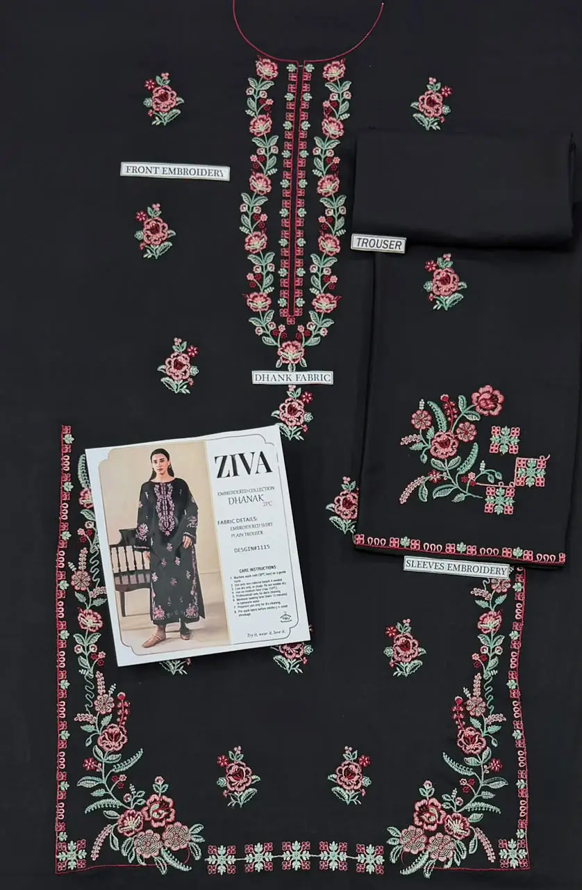 2 Pcs Women's Unstitched Embroidered Suit